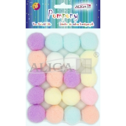 Pompony 3cm / 20szt mix kolorów pastelowych POM-206